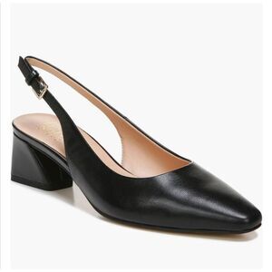 Franco Sarto Jacer Black leather slingback pointed toe pumps low heels 6.5